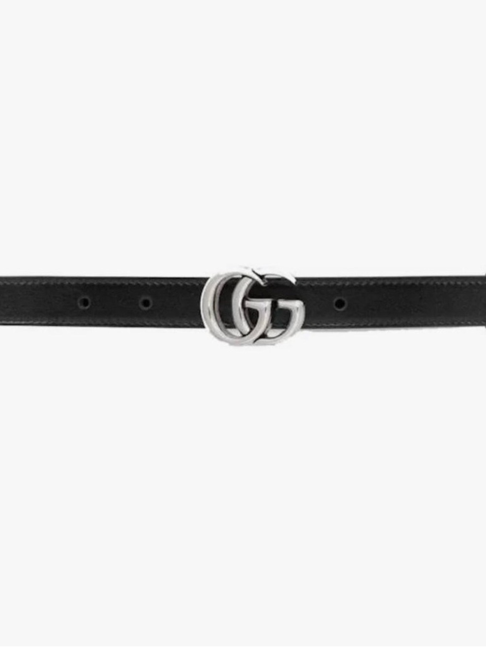 Gucci Marmont Belt - Black Leather with Silver Double G Buckle
